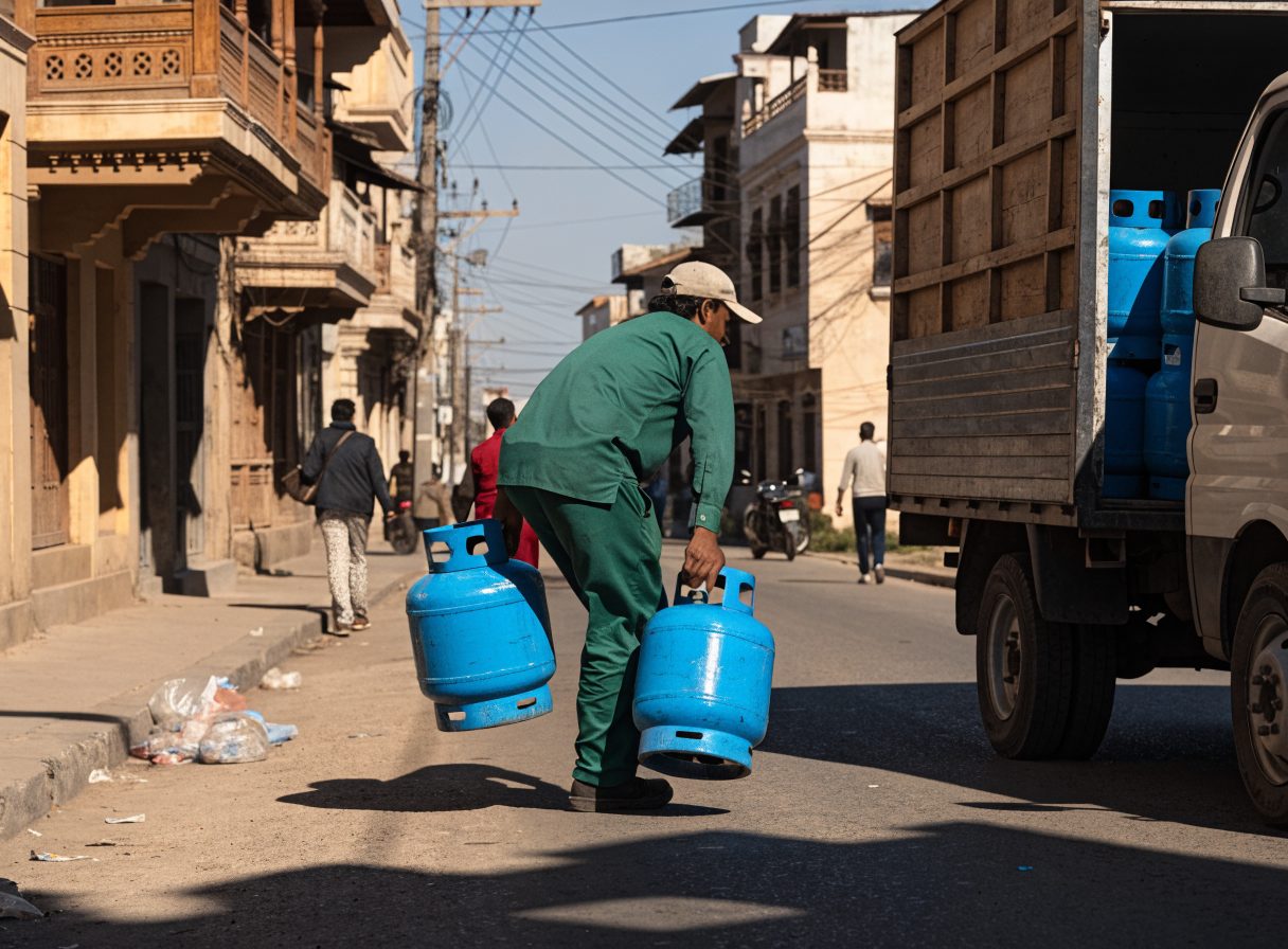 Delivering Saim LPG cylinders